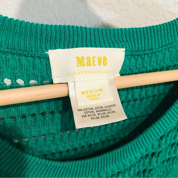 Anthropologie Maeve Promenade Pointelle Fit and Flare Knit Dress Green Size M - Picture 11 of 14